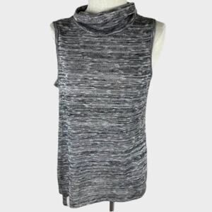 ava james Womens Medium Long Tunic Sleeveless Sweater Gray Black Heather